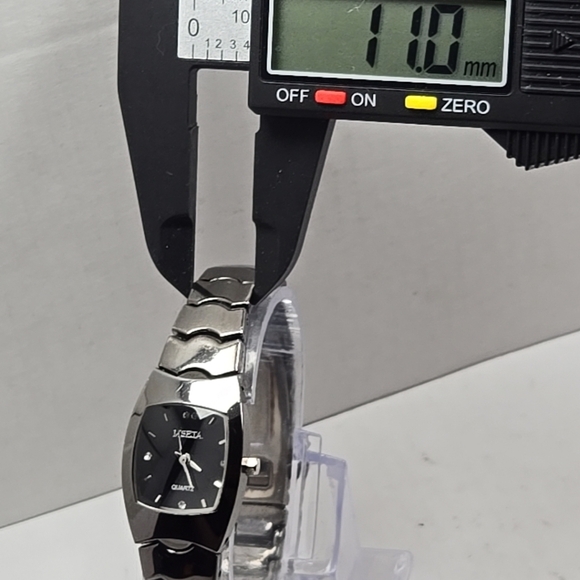 Womens Mseta Bracelet Dark Gray Black Tone Quartz Watch 8251L New Battery - Picture 5 of 10